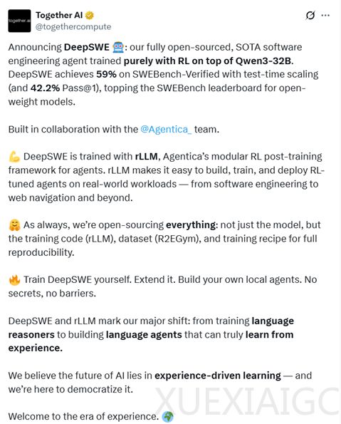 RL缩放王炸!DeepSWE开源AI Agent登顶榜首,训练方法、权重大公开