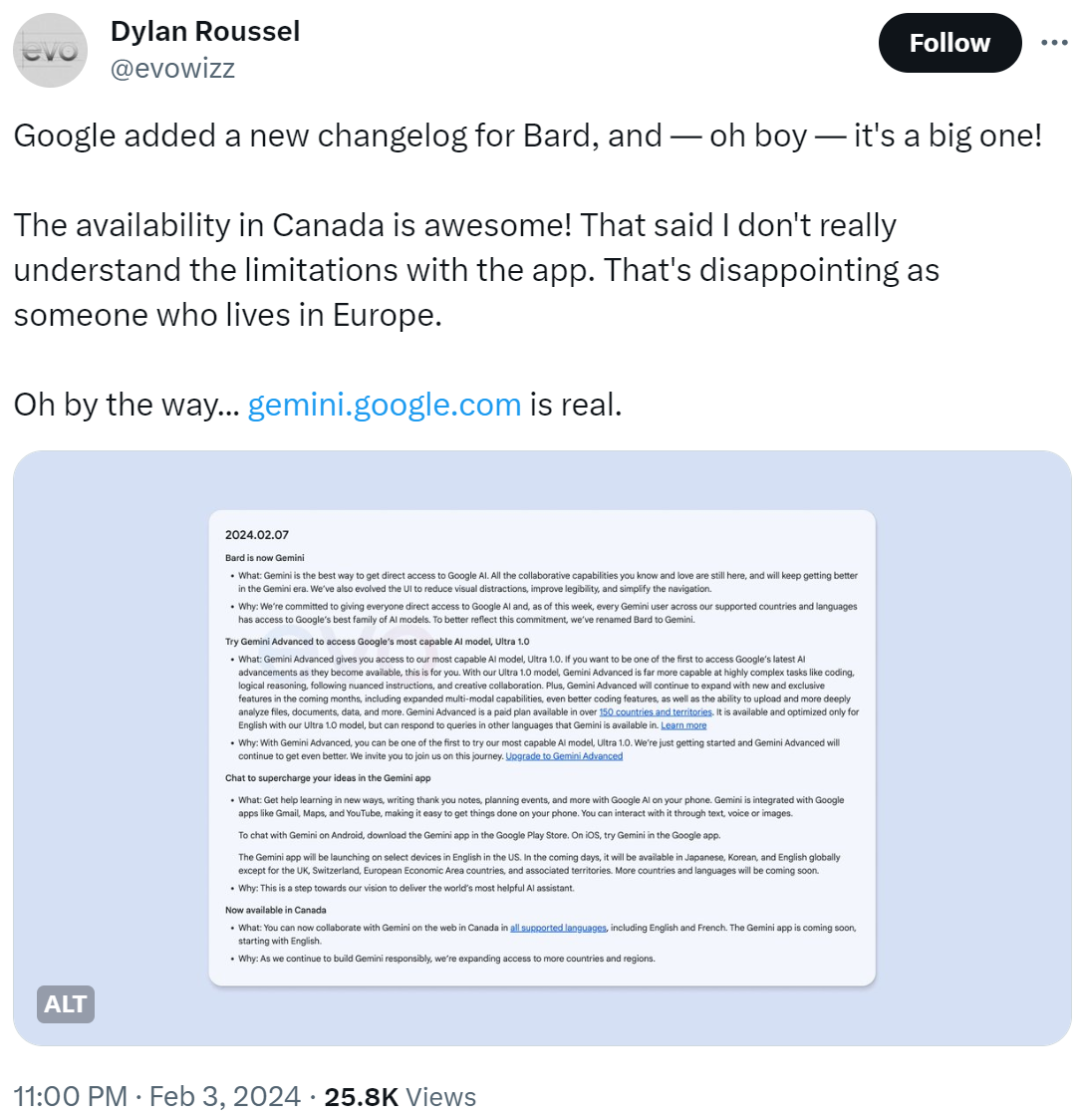 大的要来了:谷歌Bard被曝将更名为Gemini,Ultra 1.0更强但收费、安卓App也会来