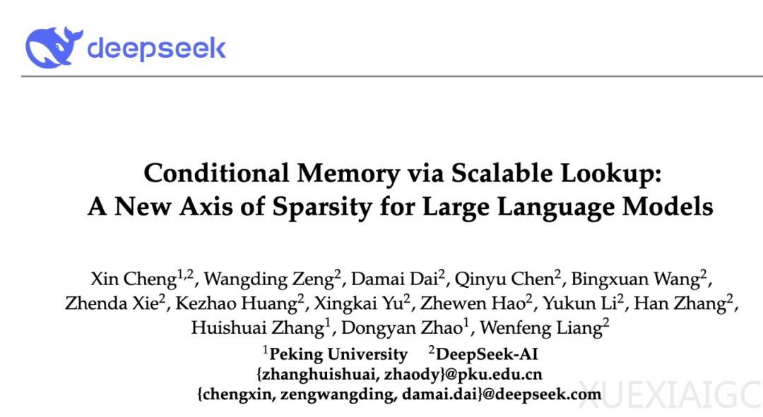 DeepSeek开源大模型记忆模块！梁文锋署名新论文，下一代稀疏模型提前剧透