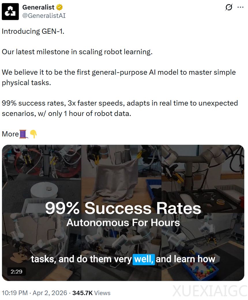 Generalist爆火背后：具身智能真正的竞争，已不在模型