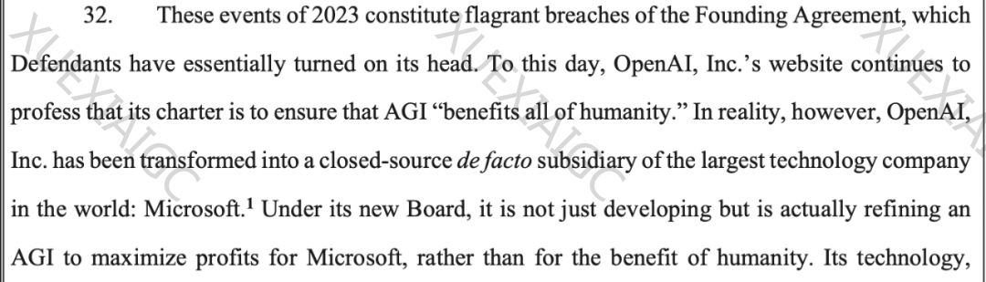 Musk起诉OpenAI及Altman,要求OpenAI开源,反对追逐利润
