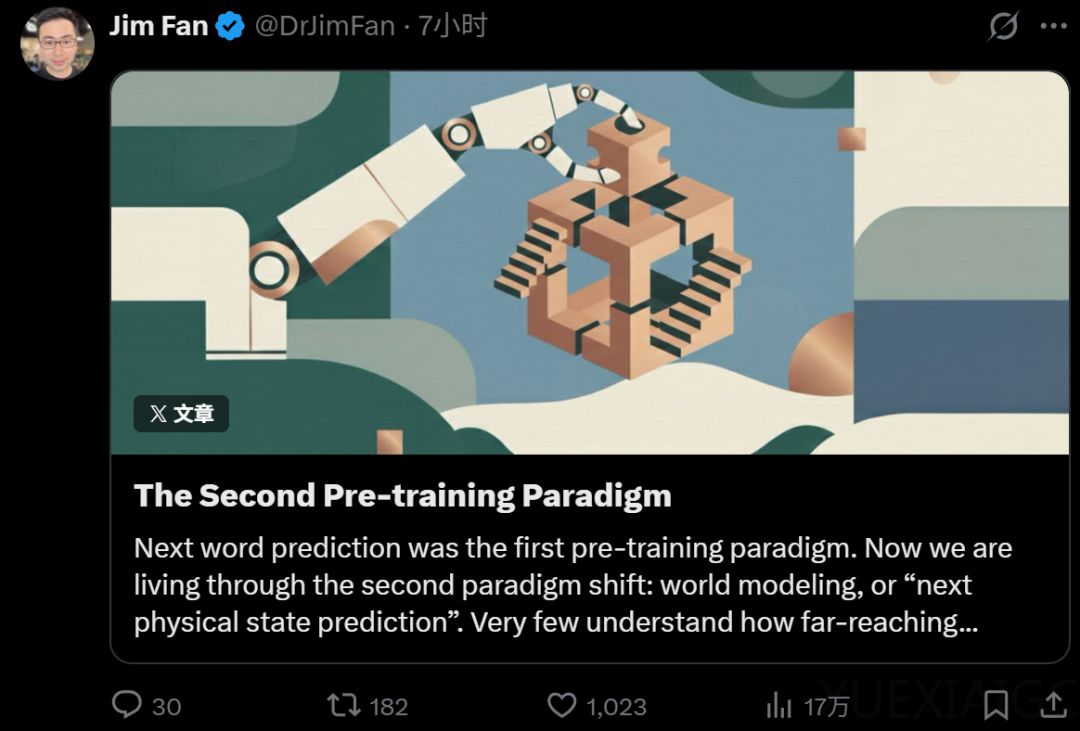 第二代AI预训练范式：预测下个物理状态