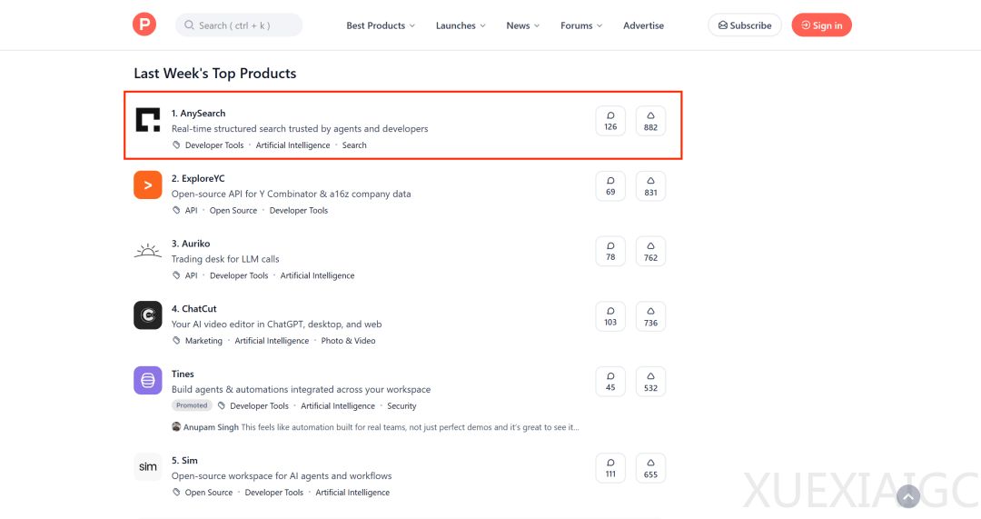 Agent专用搜索登顶Product Hunt，Token更省搜得更准