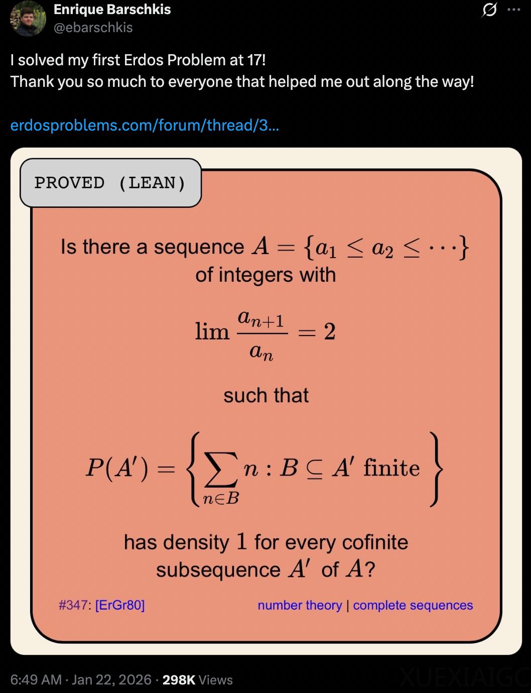 17岁高中生用AI解决数学界难题，陶哲轩、Jeff Dean点赞