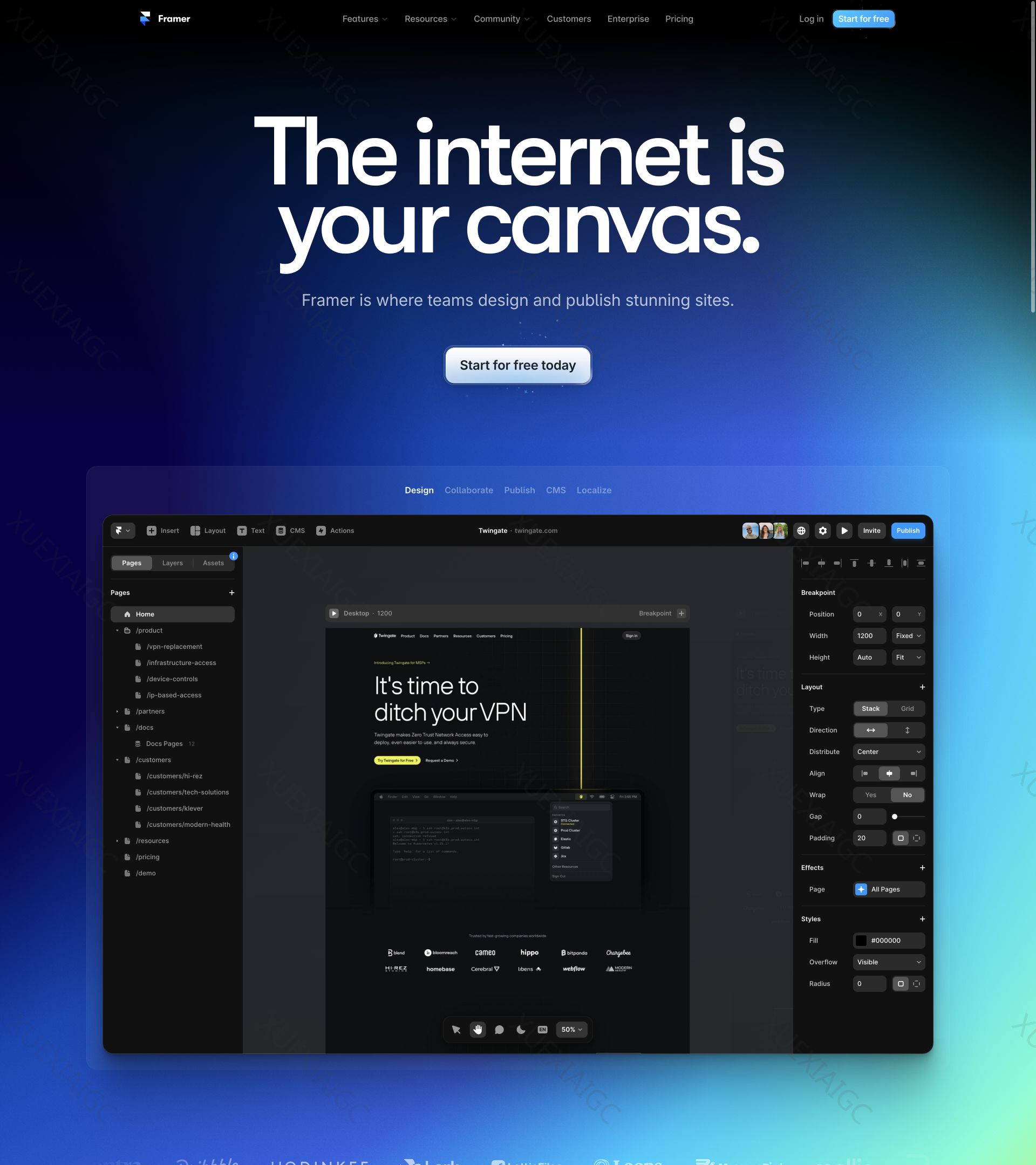 Framer —  用人工智能设计你的梦想网站。零代码